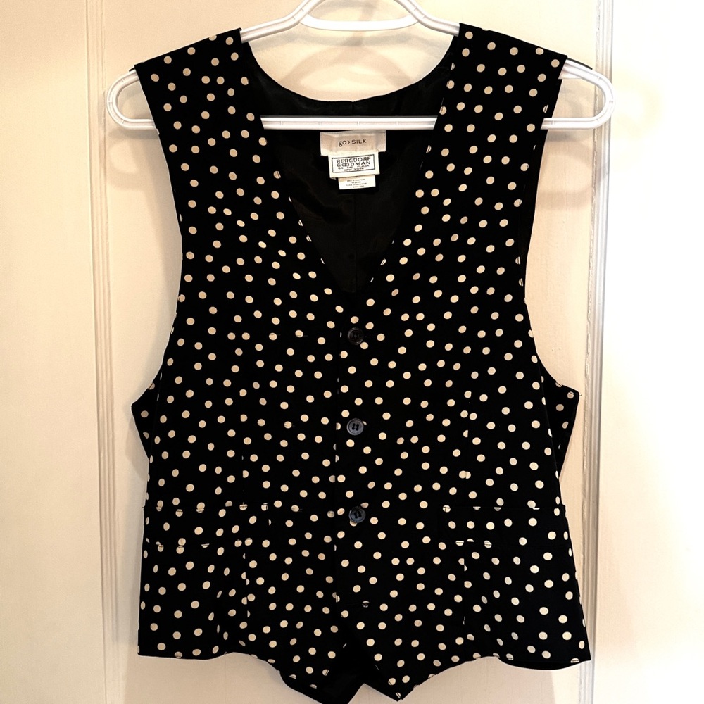 Vest Polka Dot black & white Go silk, menswear style